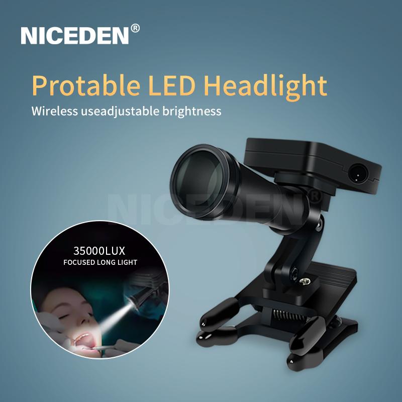 NICEDEN 2025 Hot Selling Dental Headlight 5w Headlight with Super Strong Spotlight of 35000lux Clear and Transparent