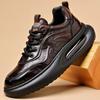 Chaussures décontractées pour homme en cuir véritable Mode Semelle épaisse Sport Augmentant la taille Baskets à lacets cool