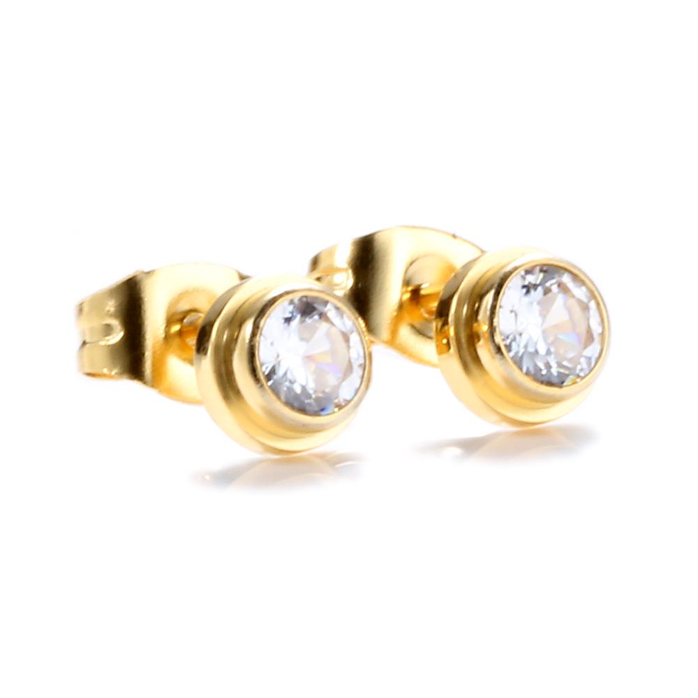 Europäische und amerikanische Roségold 6MM Zirkon Titanstahl Ohrringe