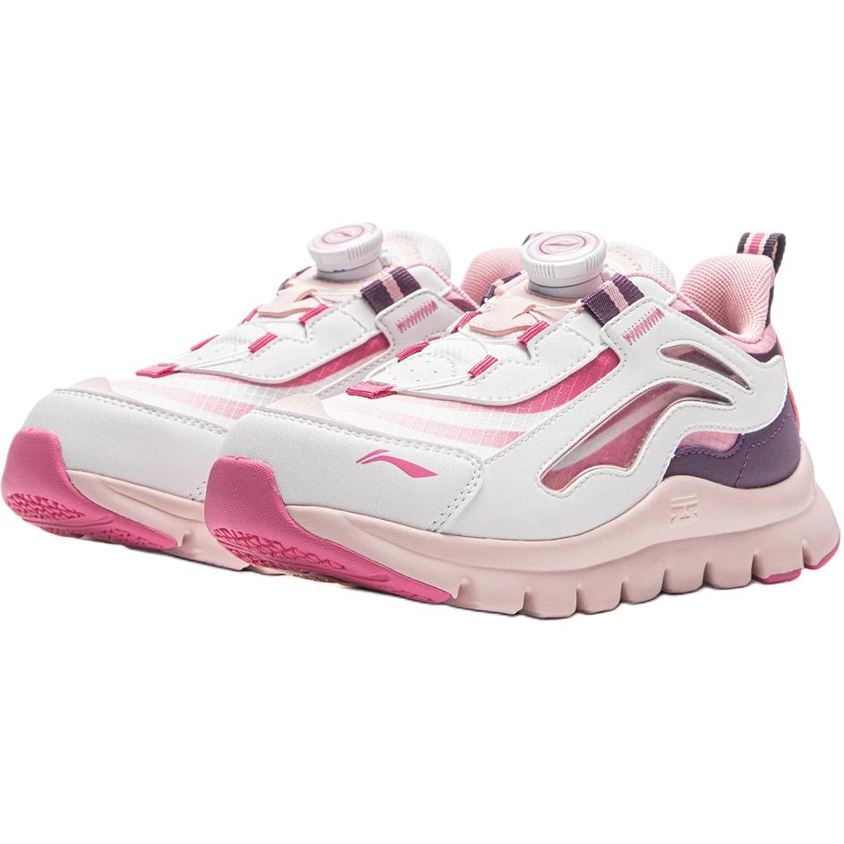 Li Ning Kids Sports Lifestyle Little Aurora Comfortable Fashion Versatile Casual Shoes Kids Casual Shoes Standard-White Pink YKNU090-22