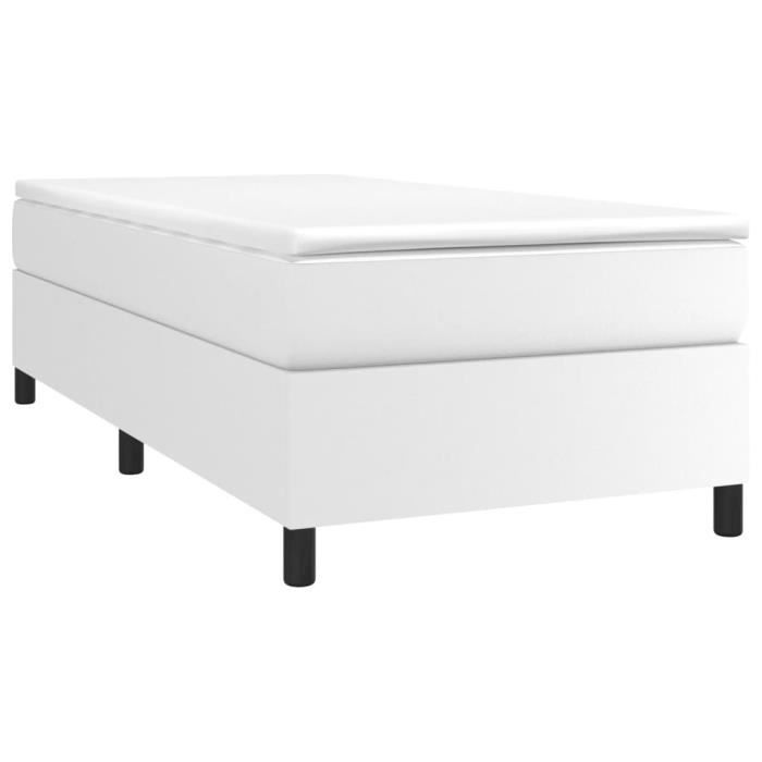 3144573 vidaXL Lit à sommier tapissier avec matelas Blanc 80x200 cm Similicuir