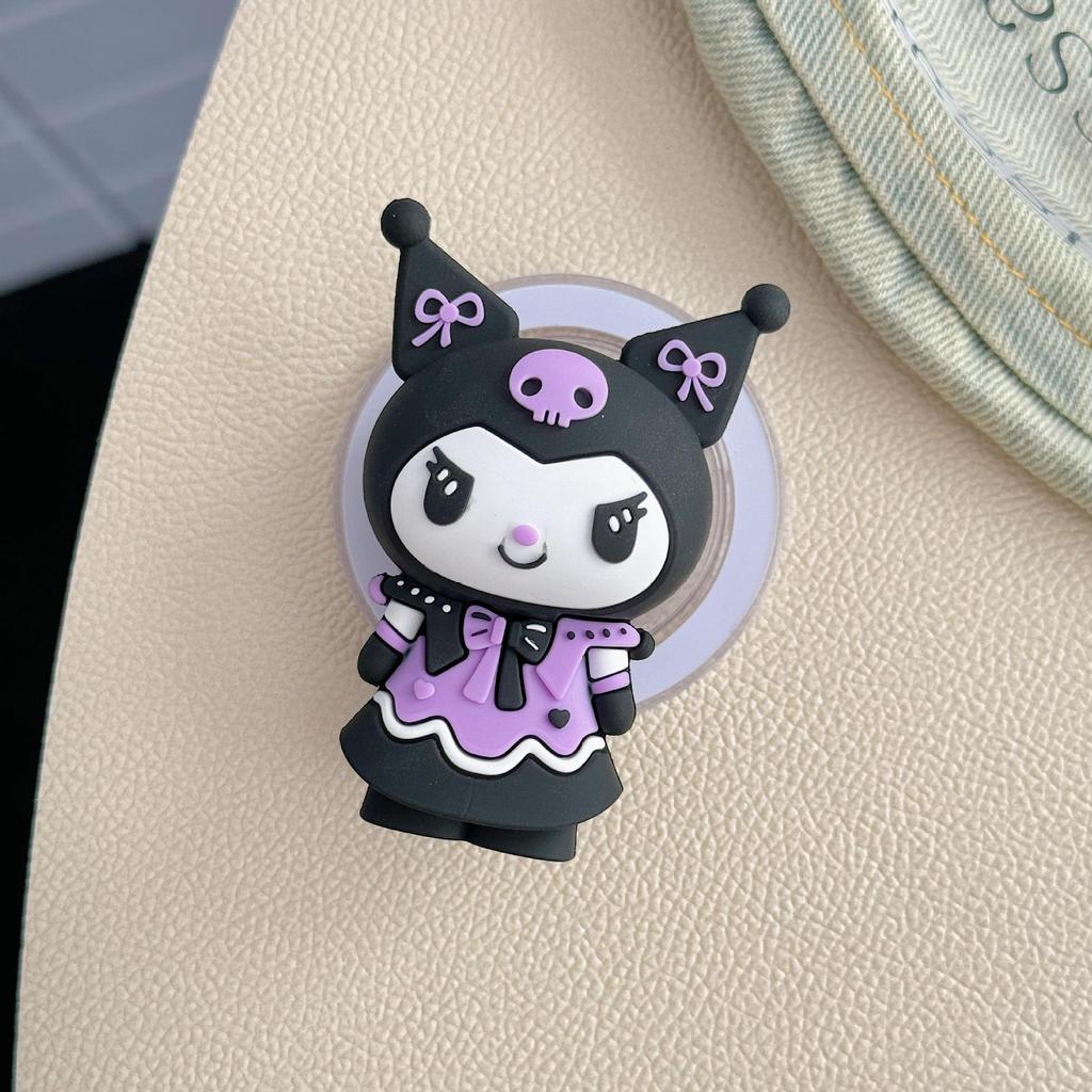 Cartoon Magnetic Retractable Phone Holder: Cute Airbag & Rotating Design for Lazy Desktop Use