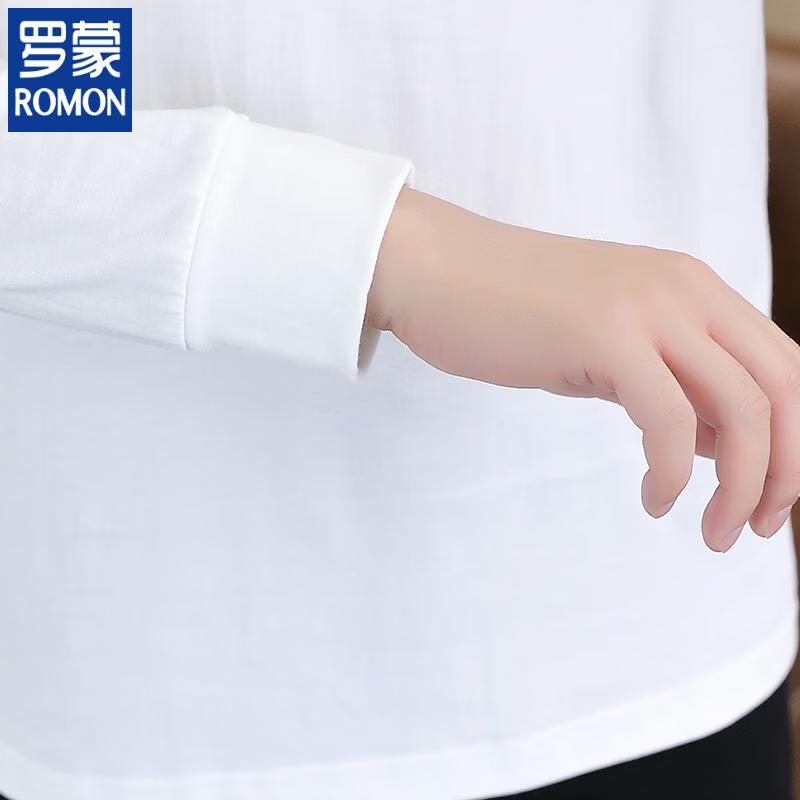 Romon Men's Pure Cotton Long-Sleeve Crewneck T-Shirt