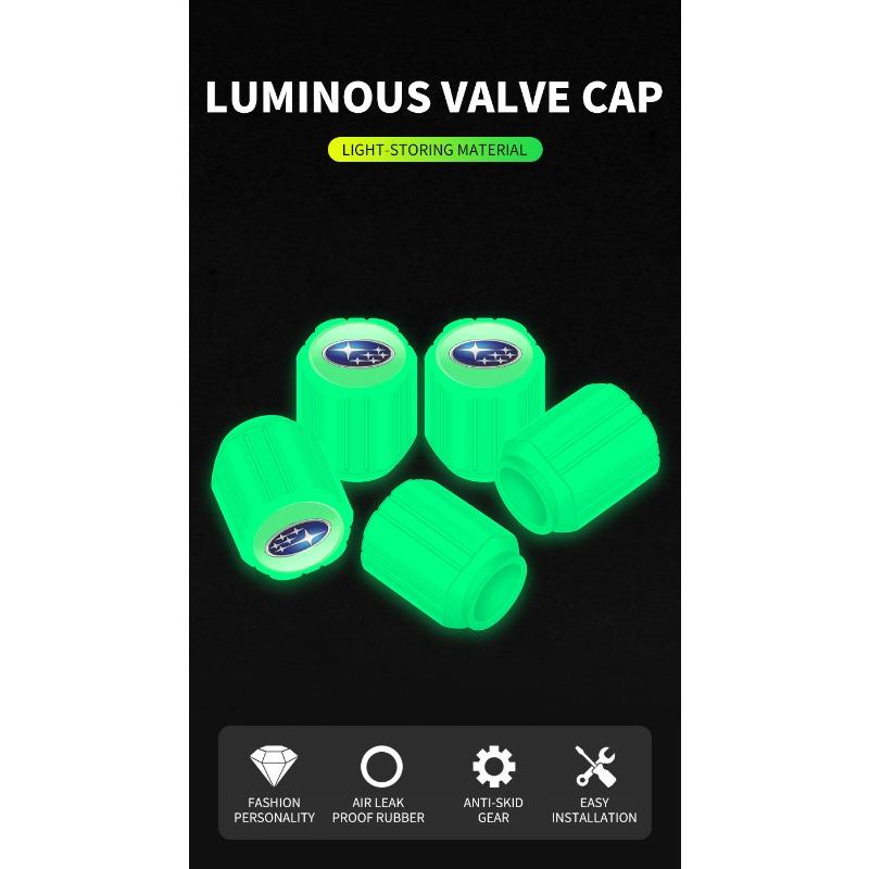 Luminous Car Tire Valve Caps Fluorescent Motorcycle Wheel Tyre For Subaru Outback Crosstrek XV Forester BRZ Legacy Impreza WRX 2006 STI Ascent