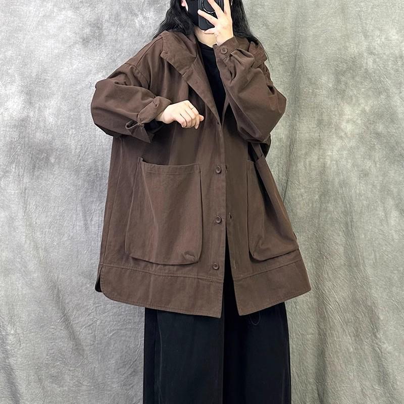 Retro High-End Loose Hooded Windbreaker Jacket (Autumn 2025) - Plus Size Temperament Slimming Fashion