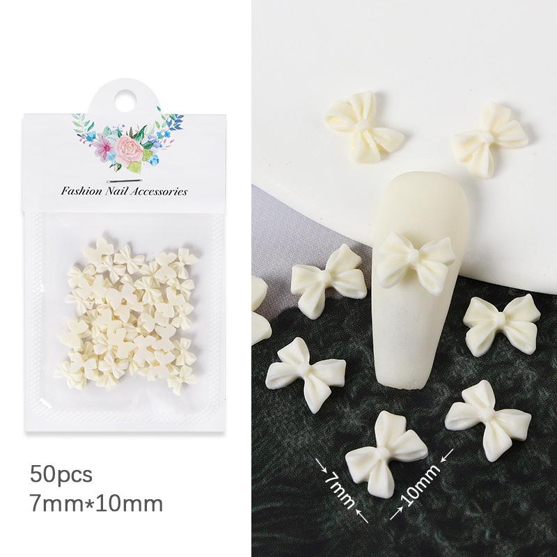 50pcs/lot Black White Bowknot Nail Art Charm Decorations 3D Nail Ornament Jewelry Classic Manicure DIY Resin Accessories