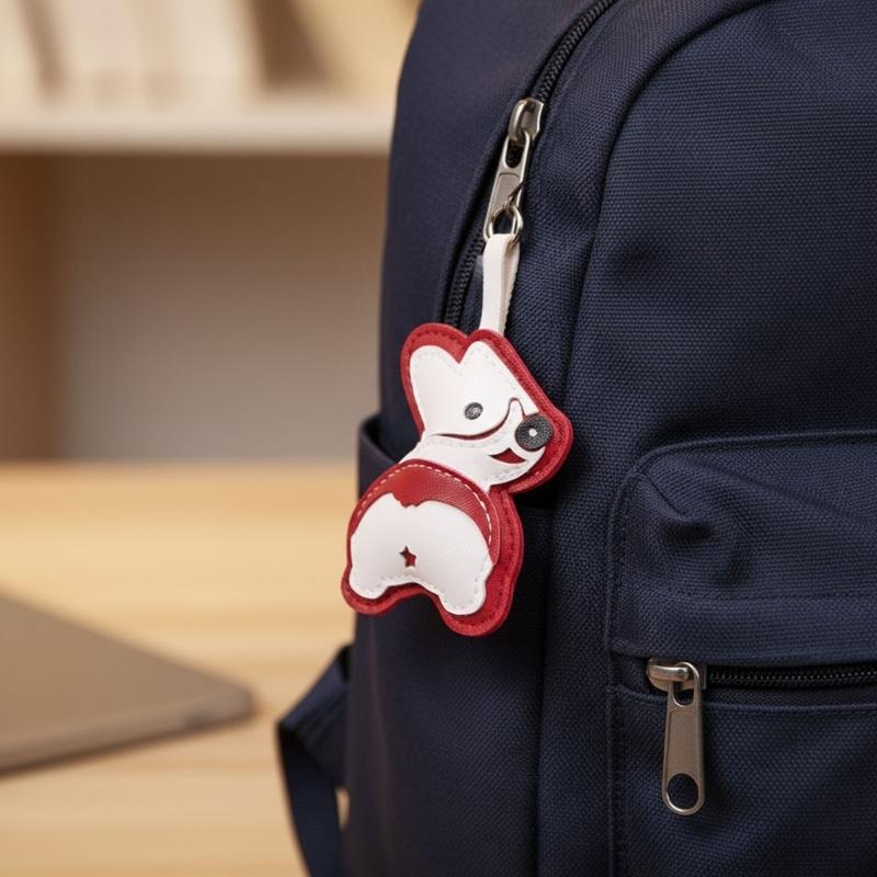 PU Leather Corgi Keychain Cute Dog Accessory Decoration Lightweight PU Craft Pendant For Daily Bag Styling