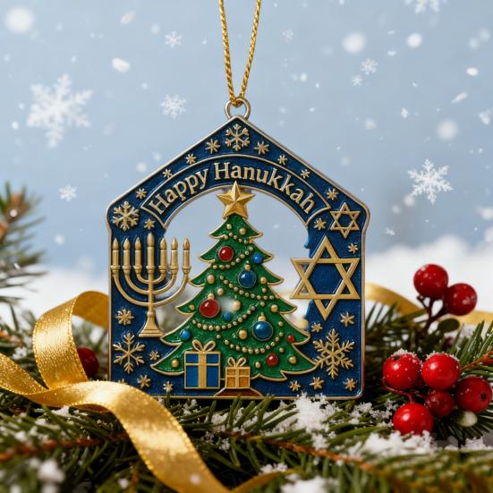 Happy Hanukkah Christmas Tree Ornament Acrylic Jewish Chanukah Christmas Ornaments Spiritual Gifts for Men Women Adults