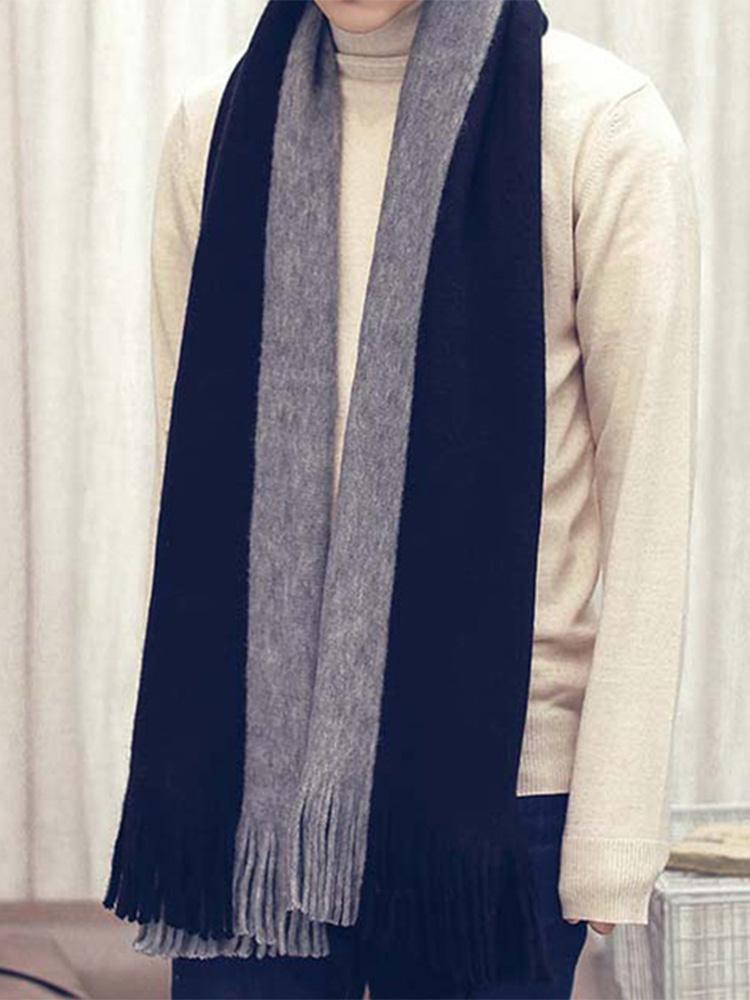 New Autumn Winter Male Thickened Long Style Contrast Color Scarf Imitation Cashmere Yarn Scarf Keep Warm Scarf