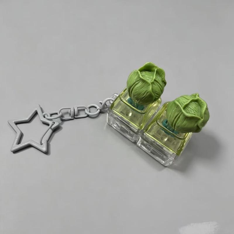 Fruit Keycap Stress Relief Clicker Keychain Mini Vegetable Pendant Keyboard Button Keyring Decompress Fingertip Keyring