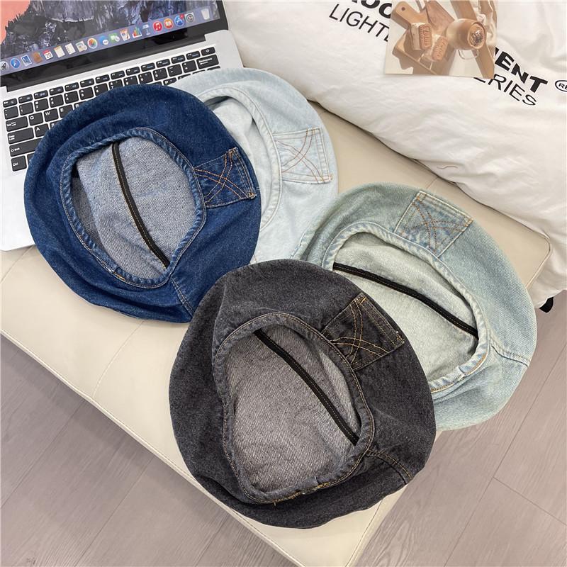 Hat Women's Year New Big Head Circumference Show Face Small Cowboy Beret Women's Summer Round Face Retro Octagonal Hat