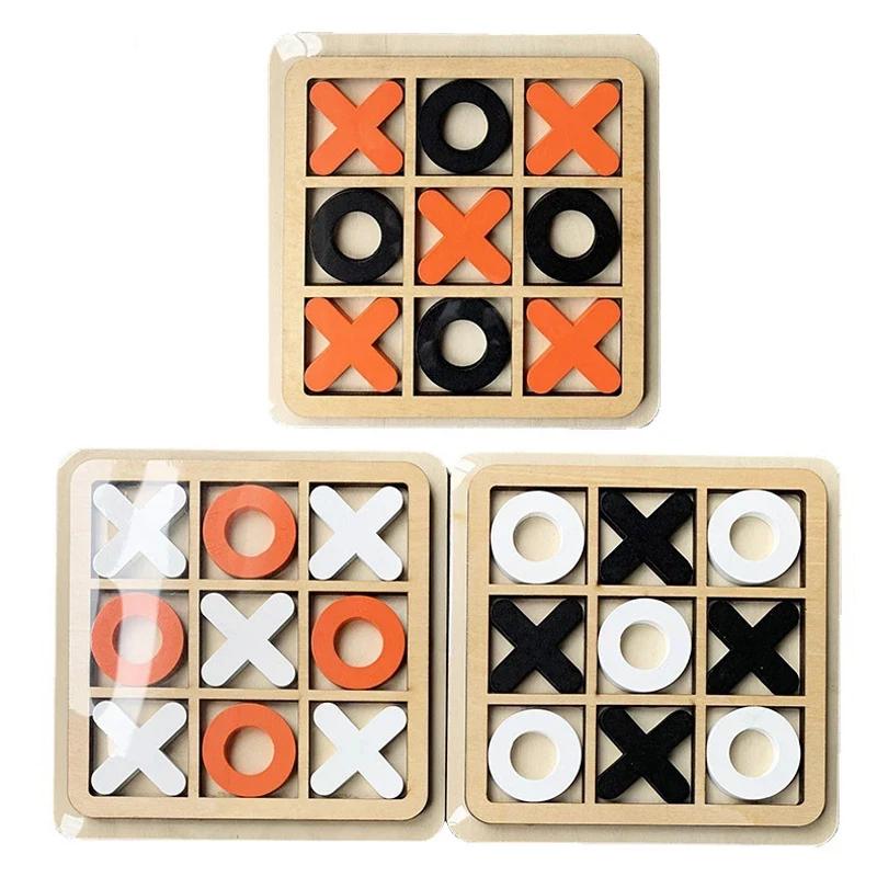 NEU Tic Tac Toe Kinder Gehirntraining Schachbrettspiel aus Holz Tischspiel Lernspielzeug Eltern-Kind Interaktiv Geburtstagsgeschenk