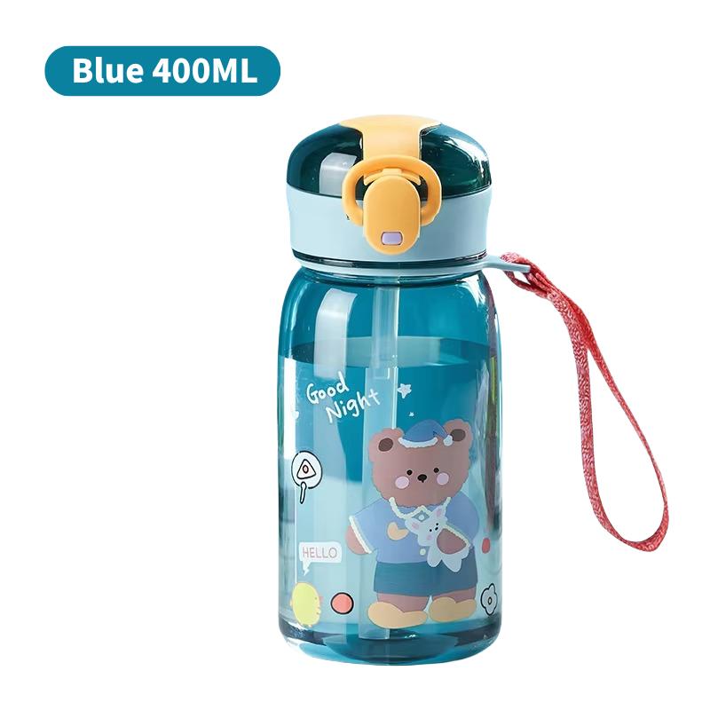 400/650ML Free BPA Leakproof Water Bottle Kids Water Cup Creative Cartoon Cup with Straw Portable Plastic Water Cup for Children