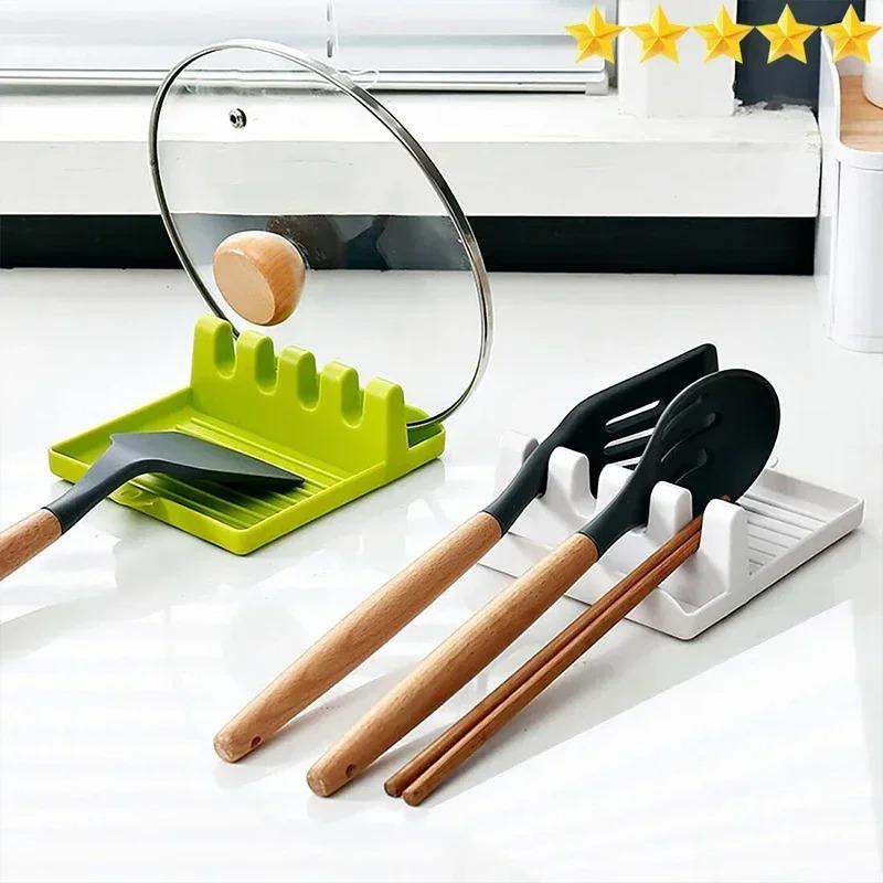 Kitchen Storage Rack for Utensils - Plastic Spoon Spatula Holder, Leak Proof Tray, Chopsticks Soup Spoon Baking Tools Organizer