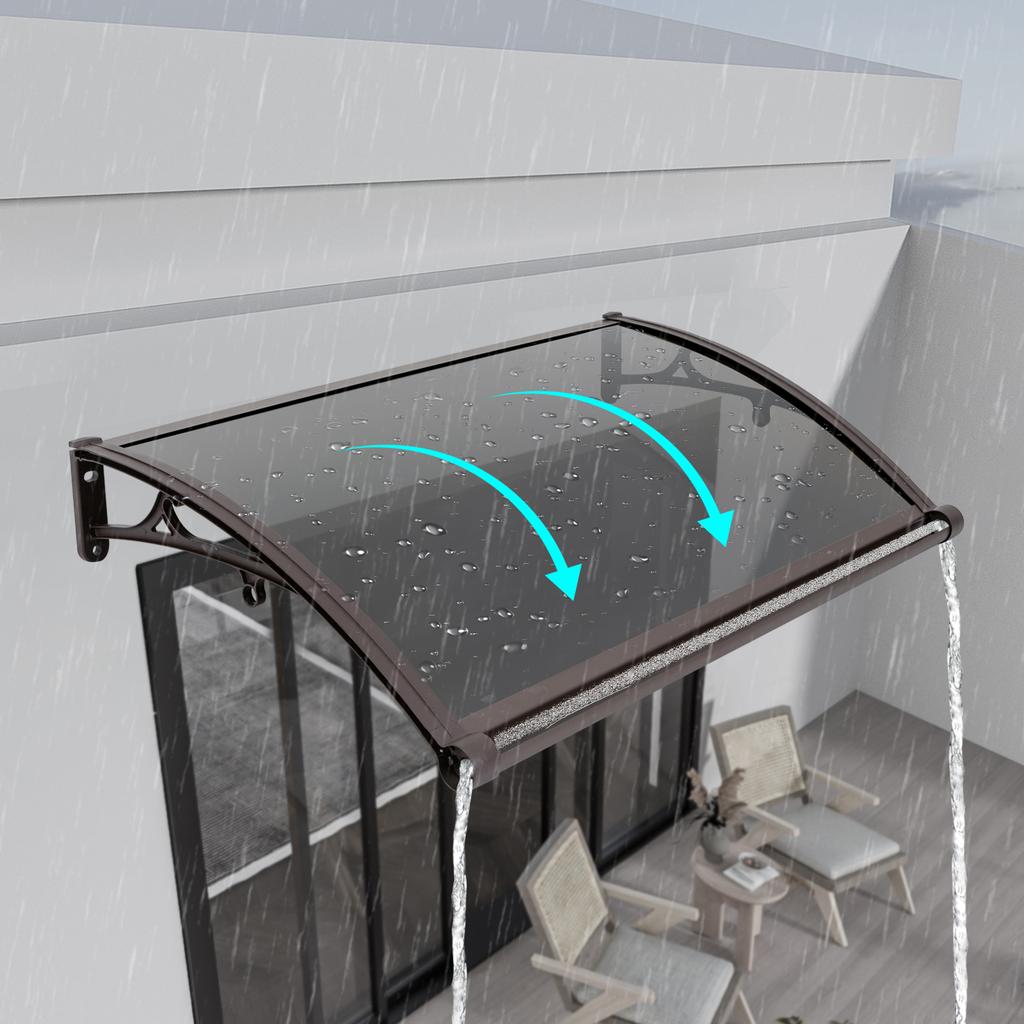Door Awnings Exterior Door Canopy Back w/Large Sink, Uv Hail Rain Snow Protection Awning Protection Hollow Sheet (Coffee & Tan)