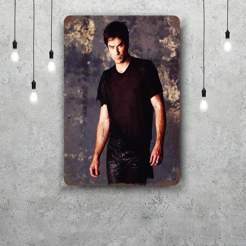Damon Salvatore Decor Poster Vintage Tin Sign Metal Sign Decorative Plaque for Pub Bar Man Cave Club Wall Decoration