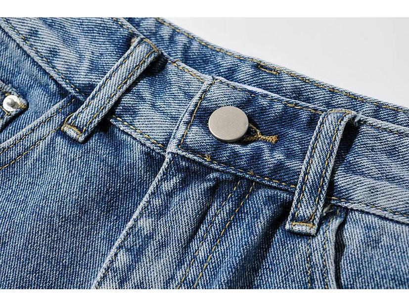 YPFF European & American High-Waist Distressed Denim Shorts for Women - Slimming, Raw Edge, Long Leg Style