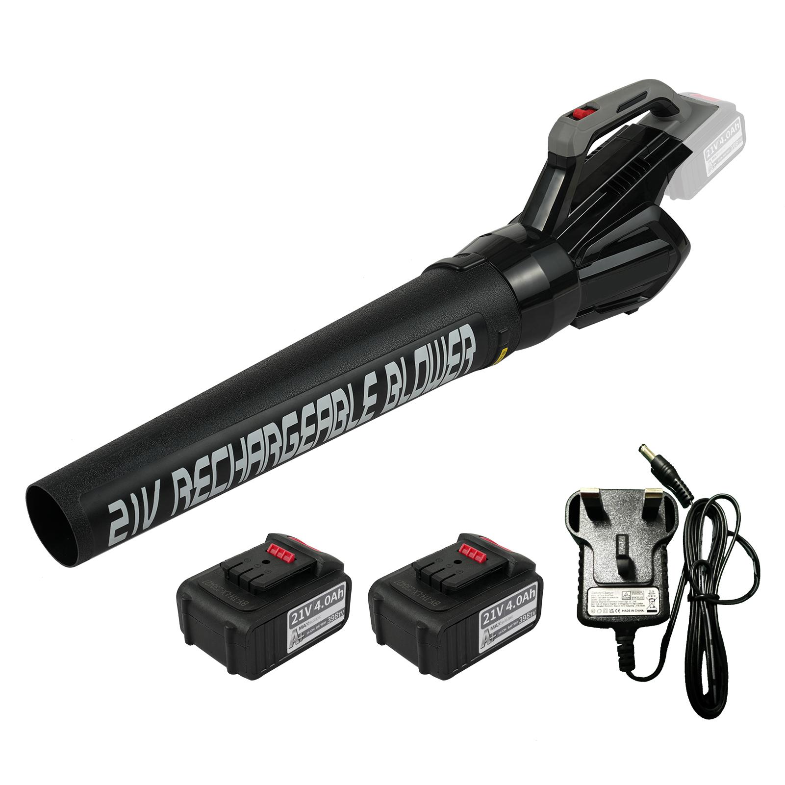 

Сильный штормовой вентилятор с литиевой батареей, вентилятор для лиственных пород, воздуходувка для листьев, для патио, двора, UK Plug & 2 Battery чёрный