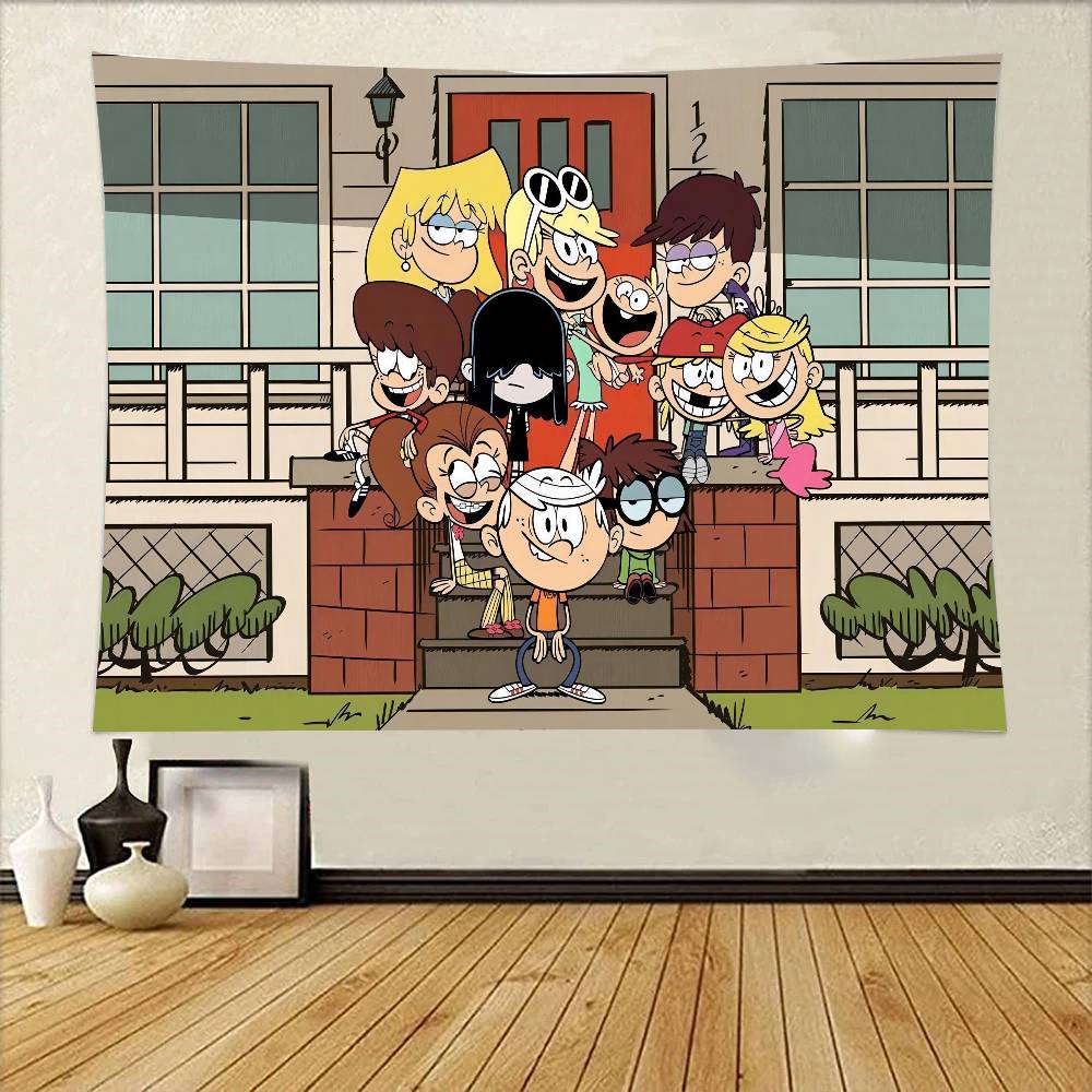 The LLoud Cartoon House Tapestry Wall Hanging Printed Polyester Tapestry INS Decoration Wall Decor