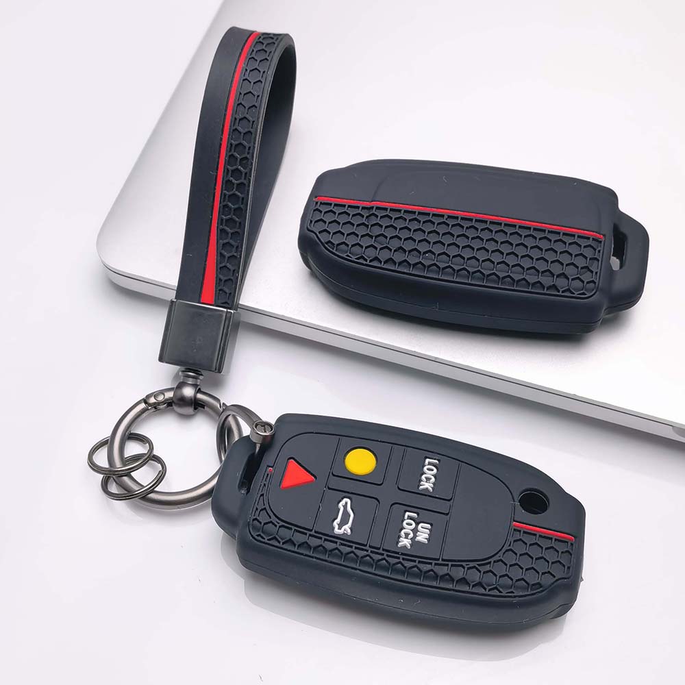 Key Fob Cover for Volvo XC90 XC70 S60 S80 V70 with Keychain Anti-Scratch Guard Shockproof Protection Soft Grip Texture Responsive Button Touch