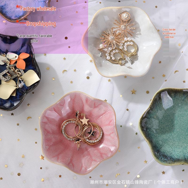 Japanese Kiln-Glaze Ceramic Jewelry Display and Sushi Sauce Dish