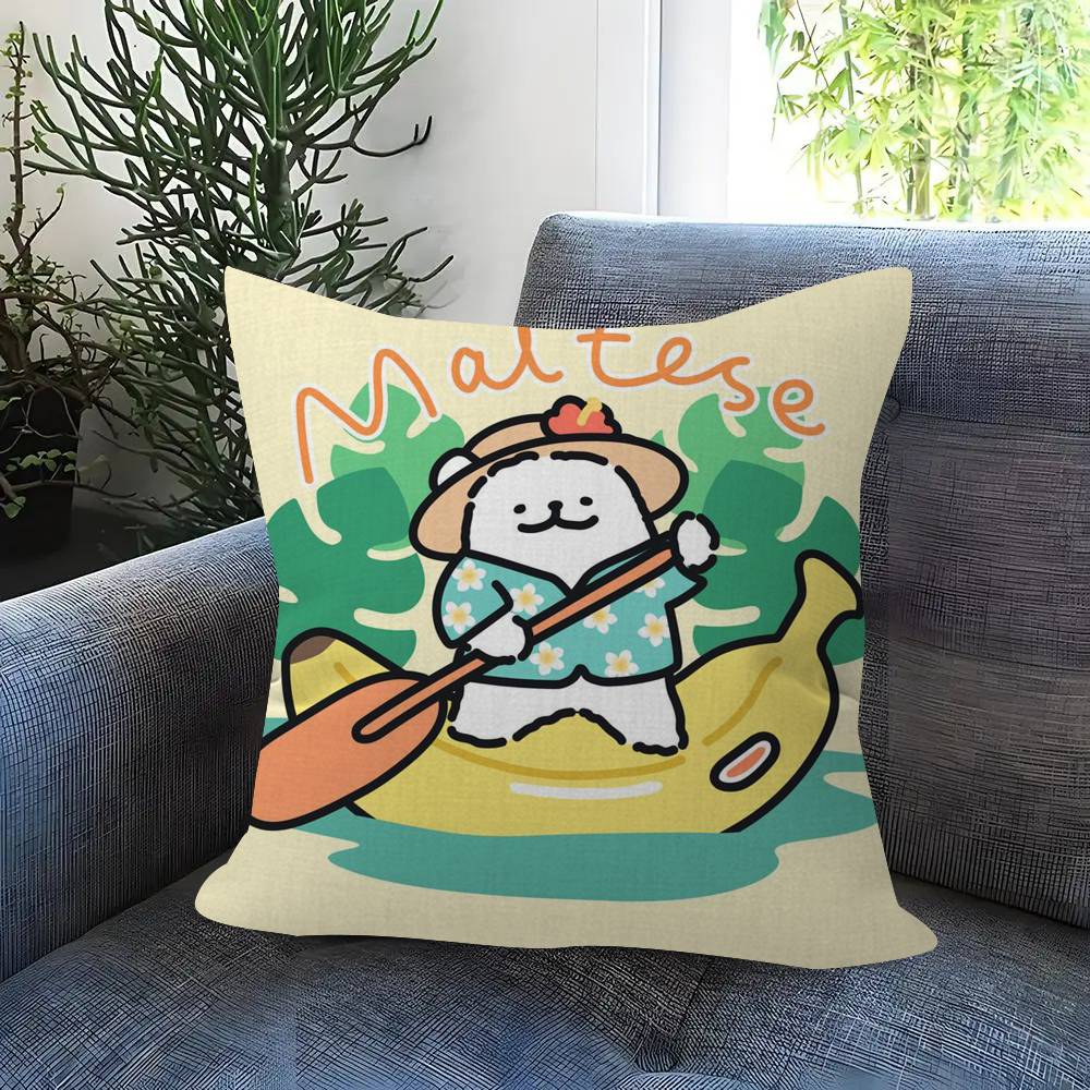Cartoon Line Dog Pillow Gift Home Office Decoration Bedroom Sofa Car Cushion Cover Case 45X45