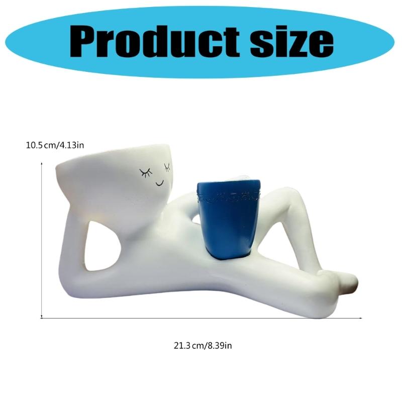 Künstlerischer Harz Sukkulentenhalter Desktop Dekoration Lustiger Pflanztopf für kleine Pflanzen mit einzigartigem Faulenzer-Figur Design