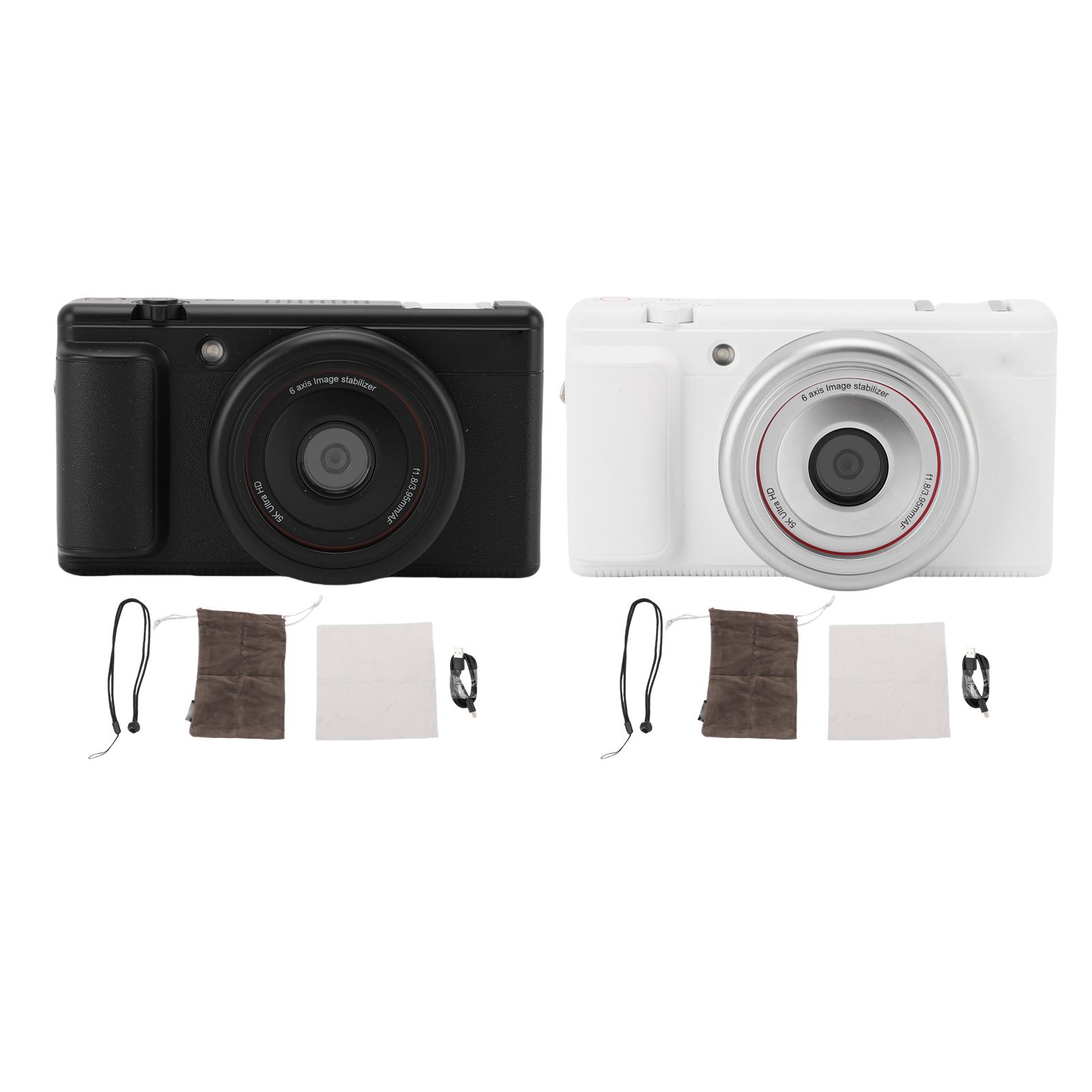 

Vlog Camera 2.8 Inch Color Flip Screen Autofocus 80M Photo 5K30fps Video 16x Digital Zoom F1.8 Large Black