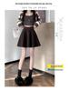 Black High-Waisted Wool Pleated A-Line Short Skirt for Women - Slim-Fit Spring/Autumn 2026 Collection
