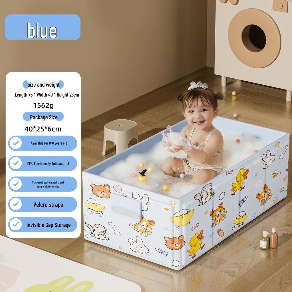 Environmentally Friendly Portable Baby Bath Tub: Indoor, Foldable, Insulated & Spacious for Sitting or Lying Down.