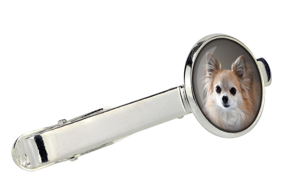 Chihuahua Long-haired - Tie Clip In a Box, Stylish Tie, Personalized Jewelry from the Art-Dog Brand