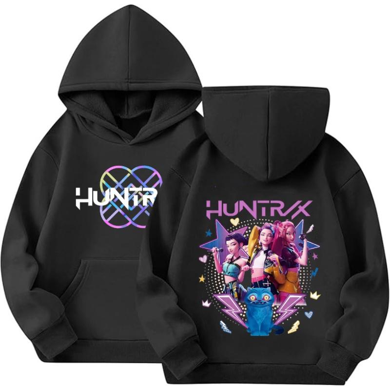 Kids Hoodies & Sweatshirts Kpop Hunters Witch Hunter Group Pattern Children's Girl Pocket Hoodie Sweatshirt