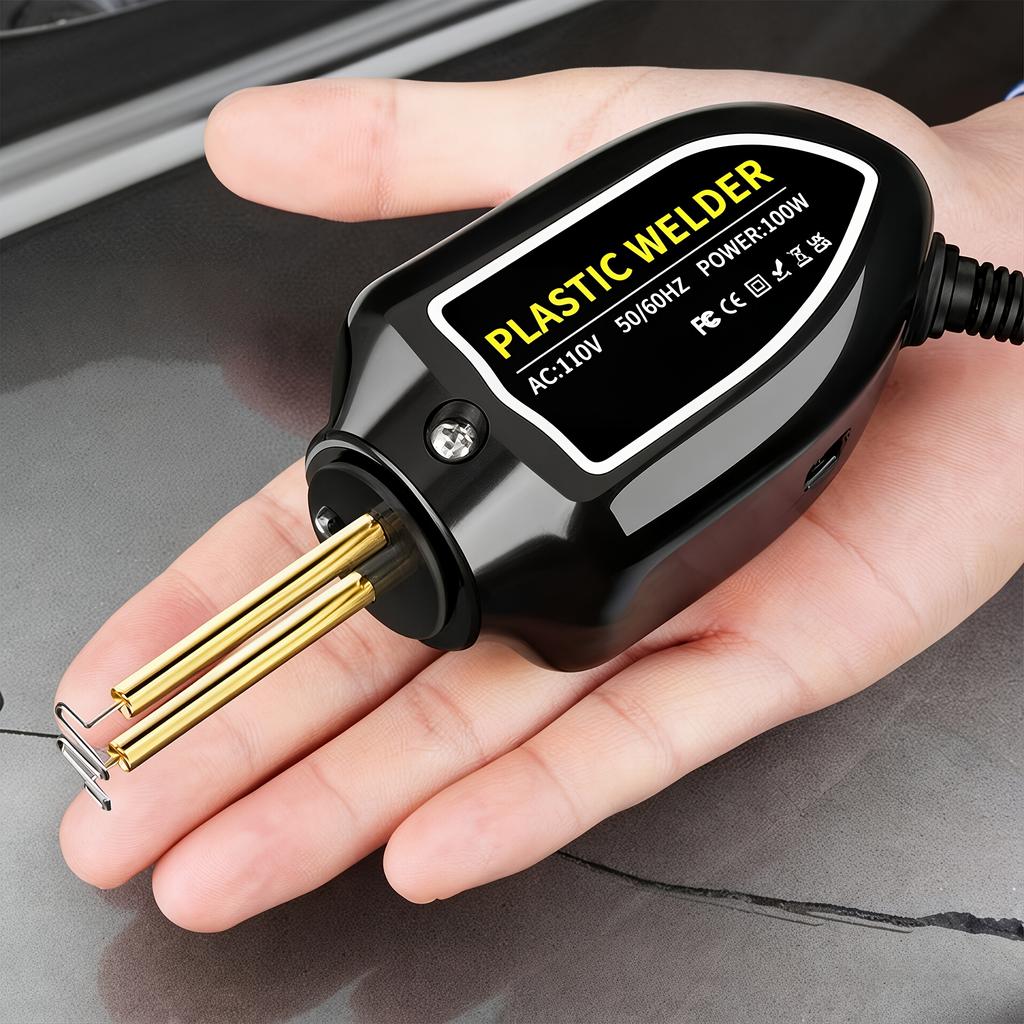 100w Portable Plastic Welding Repair Kit Mini Hot Melt Soldering Gun Essential Tool For Car Bumper Fender Kayak Pliers ( 200pcs Staples For Free)