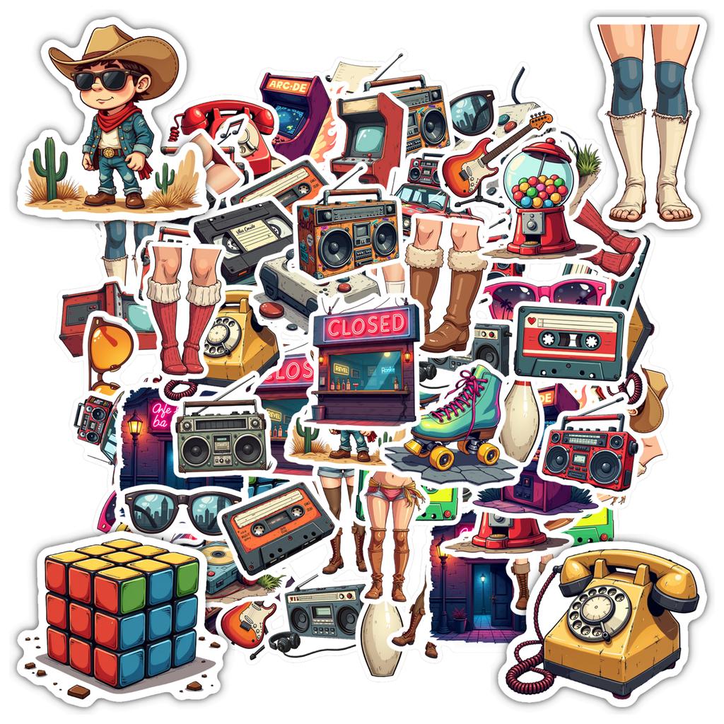 35pcs-50pcs Decals Music Retro Stickers Music Decals Stationery Stickers For Guitar Notebook Fridge