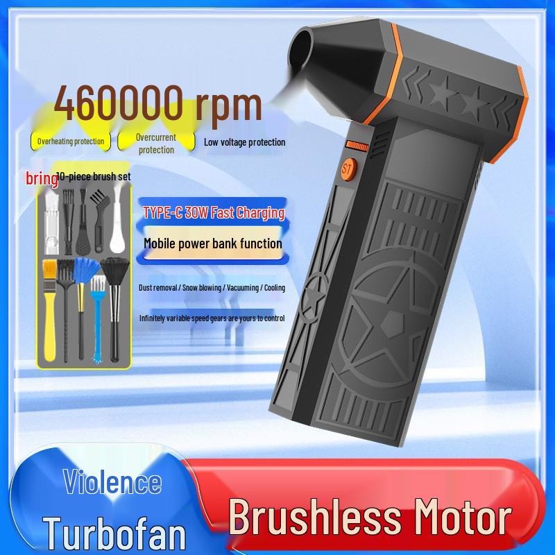 High-Speed Handheld Turbo Fan with 10,000 RPM Brushless Motor for Dust Removal Brushless High Speed 8000mAh Only