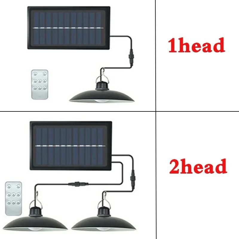Lampada a Sospensione Solare da Esterno Impermeabile Lampada LED Lampadario a Doppia Testa Decorazioni con Telecomando per Interni Capannone Fienile Stanza
