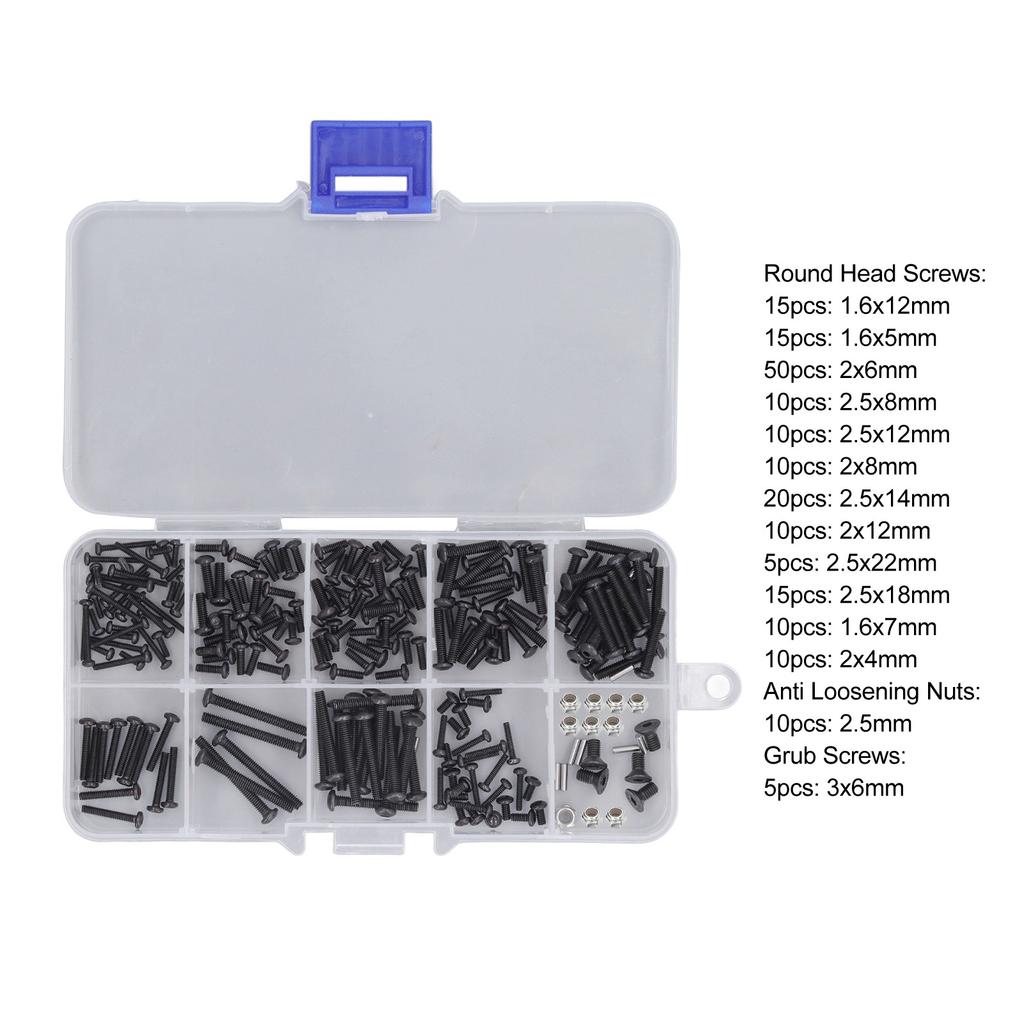 RC Screw Kit Iron Rust Proof Replacement Spare Parts RC Screw Box Set for Traxxas 1/18 Crawler