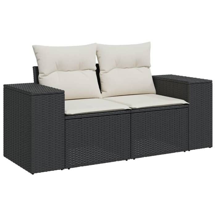 VidaXL Salon de Jardin avec Coussins 9 pcs, Canapés de Terrasse, Ensemble de Meubles de Patio, Mobilier d'Extérieur, Noir 3225531