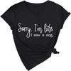 Epokay Sorry I'm Late I Saw Dog T-Shirt Women Funny Dog Lover Graphic Letters V-Neck Casual Comfort Short Sleeve Top