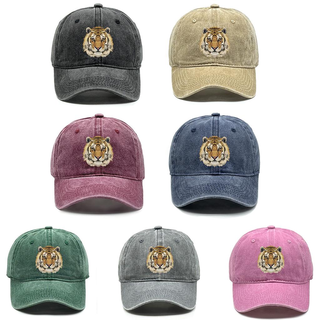 Tiger Head Print Adjustable Caps HD Animal Heads Man's Cap Casual Vintage-Inspired Snapback Baseball Hat One Size Fits All