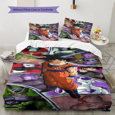 DRAGON BALL Pattern Bedding,Quilt Set Quilt Cover Pillowcase Home Birthday Gift (1 * Duvet Cover + 2 * Pillowcase, Without Core)