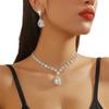 Colorful Crystal Water Drop Necklace & Earring Set for Women - Wedding & Party Jewelry (3 Pcs)