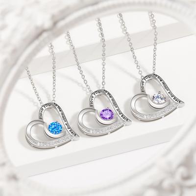 Valentine'S Day Gift Necklace, Love Forever Twelve Stars Stone Moon Heart Necklace