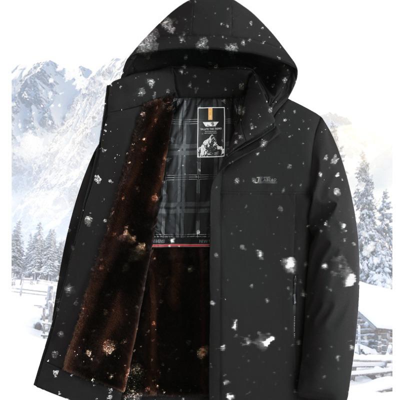 Plus Velvet Thickened Winter Jackets Men's Cotton Coats Removable Hood Down Cotton Jackets Dad's Cotton Coats Middle-aged Men's Parker