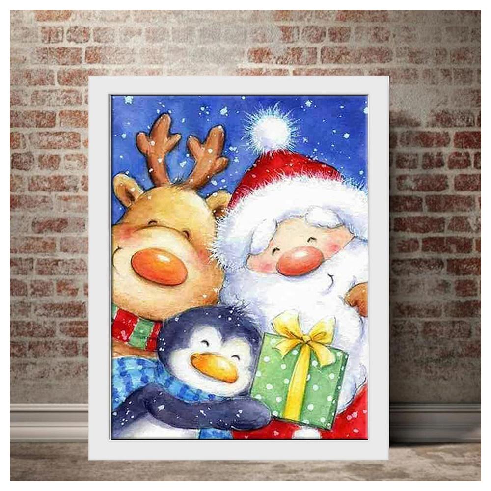 

5D Diy Алмазная картина Санта-Клаус и лось, вышивка, мозаика, художественная картина, декор из страз, подарок Full Round 30x40cm