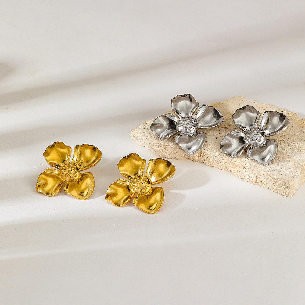 18K Gold-Plated Flower Earrings: Fresh, Sweet, Pastoral Style Studs In Stainless Steel