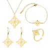Stainless Steel Jewelry Set Witchcraft Knots Pendant Necklace Bracelet Earring Rings Collection Fashionable Accessories
