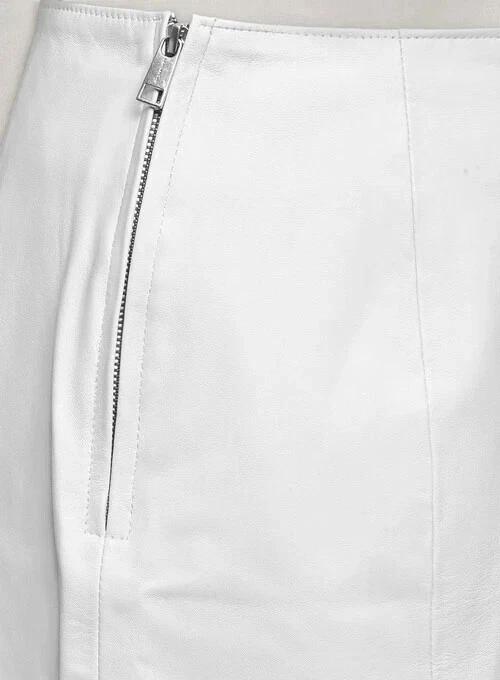 Stylish Formal Wear Soft Women's Skirt White Genuine Lambskin Leather Party