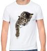 Aspersio Short Sleeve Cat Print Relaxed Crew Neck Short Sleeve Cut and Smooth White Shirt, Fit, One-Point T-Shirt, Tee, Cute, Natural, Sewn, Cute,