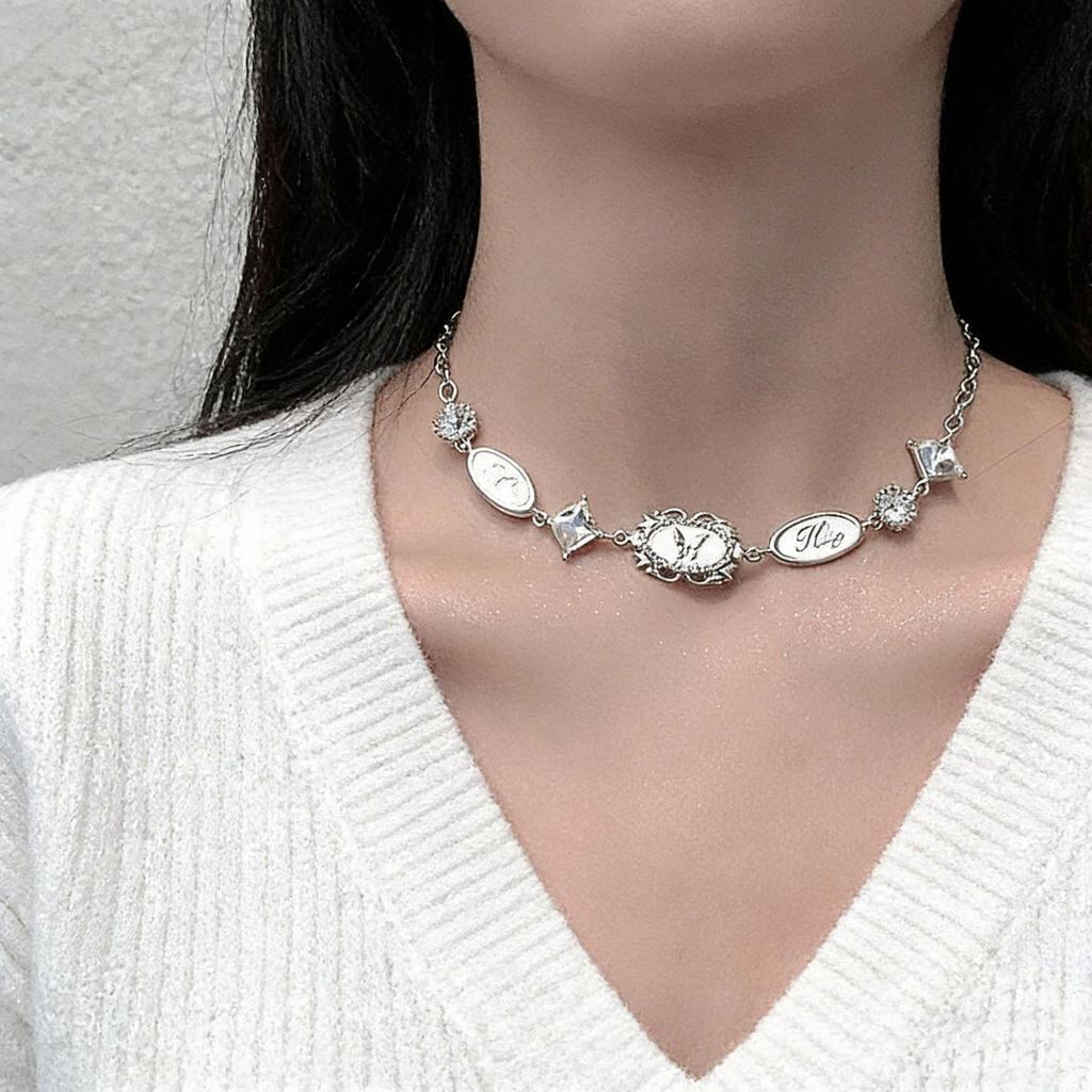 Y2K Spicy Sweet Girl Leather Choker: Cross Ultra-Short, Heavy-Duty Chain Collar